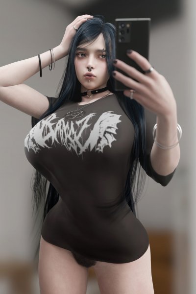 Stellar Blade Raven casual goth girl selfies