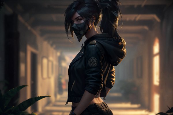 Stylized Akali in Black Jacket