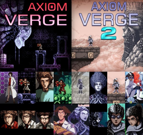 PhotoCollage. Axiom Verge 1 &amp; 2. Trace &amp; Indra