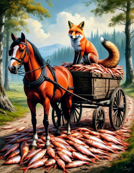 A fox on a fish