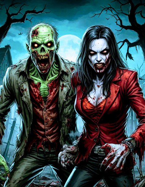 Vampire and zombie