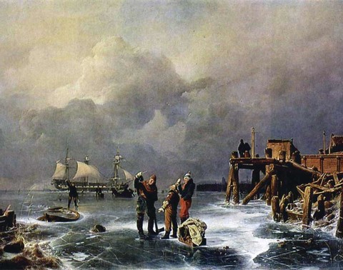 Ахенбах Андреас Берег замёрзшего моря (Зимний пейзаж) 1839 138 x 225 см Холст масло Реализм Германия Санкт-Петербург Государственный Эрмитаж.jpg
