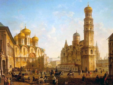 Алексеев Федор Яковлевич Соборная площадь в Московском Кремле 81 7 х 112 см Холст масло Академизм Россия Москва Государственная Третьяковская галерея.jpg