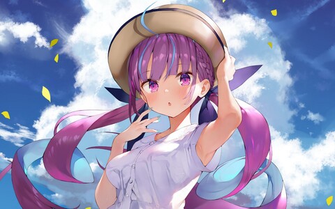 58972-devushka anime lico shlyapa fioletovye volosy.jpg