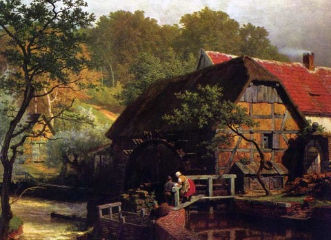 Ахенбах Андреас Вестфальская водяная мельница 1863 Холст масло Реализм Германия Бремен Кунстхалле Дюссельдорфская школа.jpg