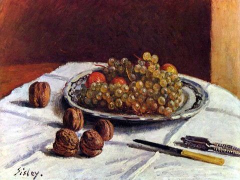Сислей Альфред Натюрморт виноград и орехи Около 1880 38 x 55 5 см Холст масло Импрессионизм Франция.jpg