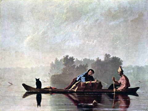 Бингем Джордж Калеб Торговцы мехами на Миссури Около 1845 73 5 x 93 см Холст масло Реализм США Нью-Йорк Музей Метрополитен.jpg